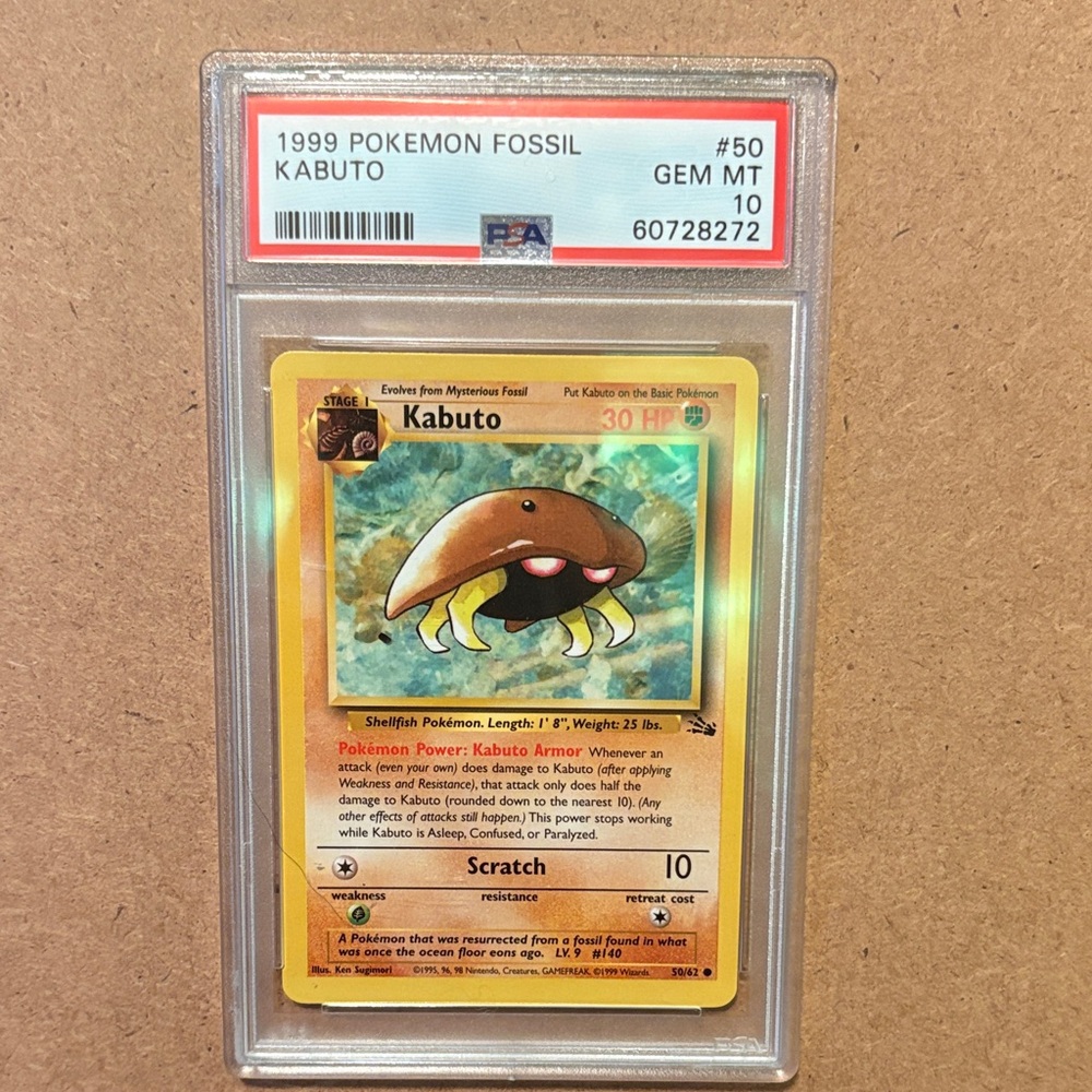 1999 Pokémon Fossil Kabuto Card #50 PSA 10 Gem Mint